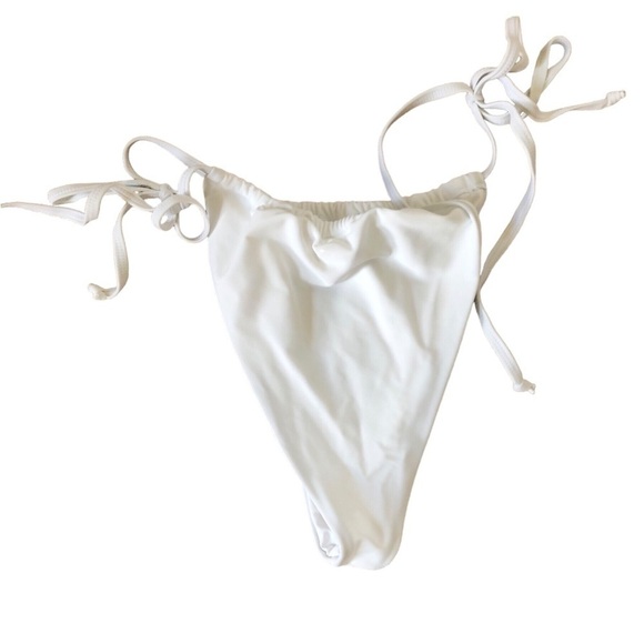 Fabletics High-Cut String Bikini Bottom Size XL Bright White Side Ties Sexy - Picture 2 of 5